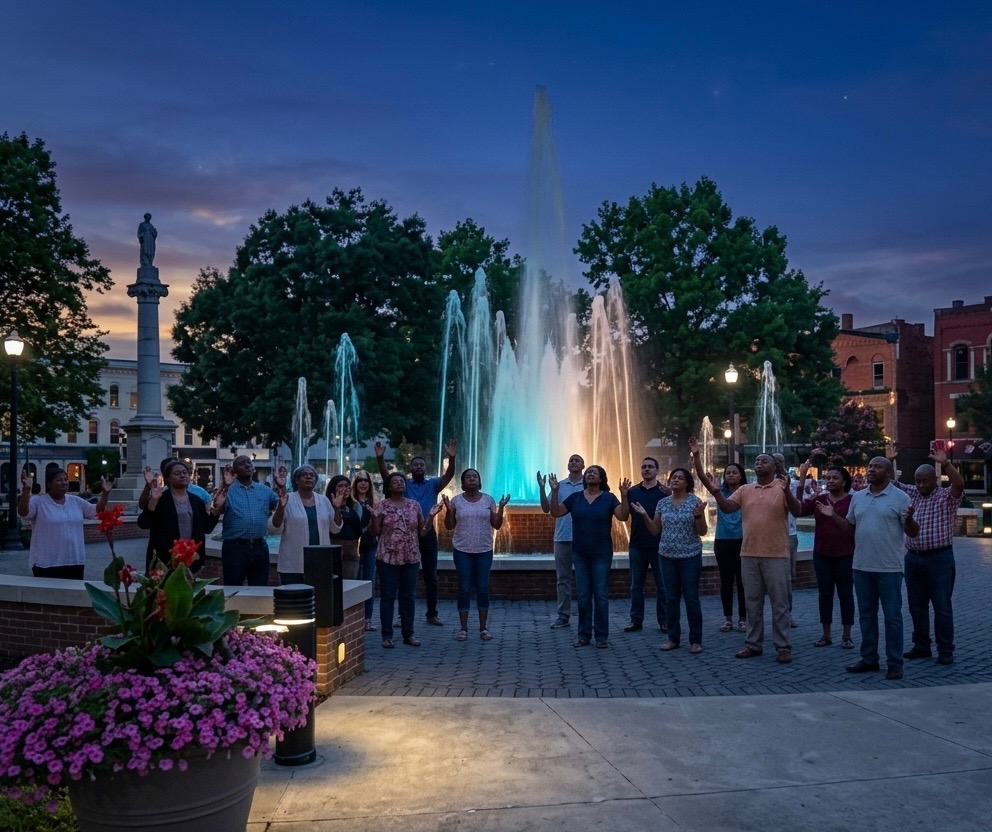 Community gathered at Elyria Gazebo for worship and prayer